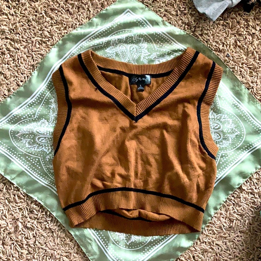 PacSun Cropped Brown Sweater Vest. Medium.